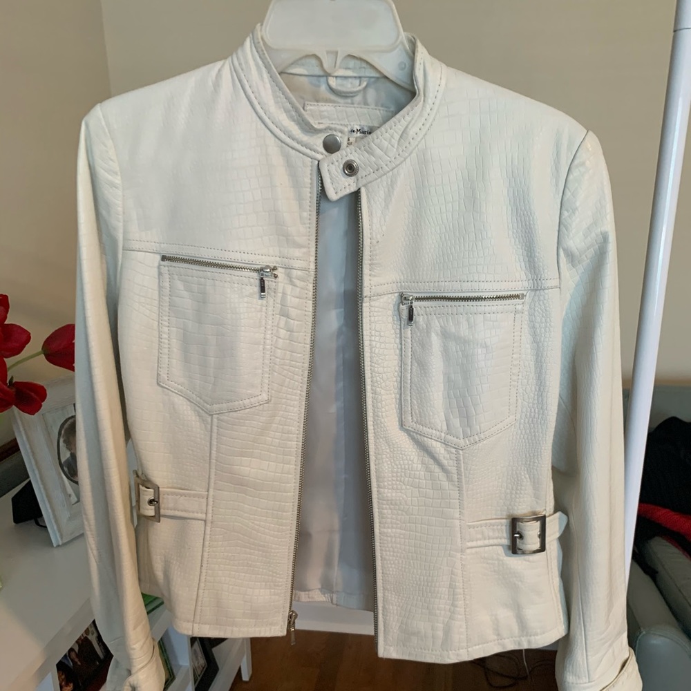 White lamb leather jacket